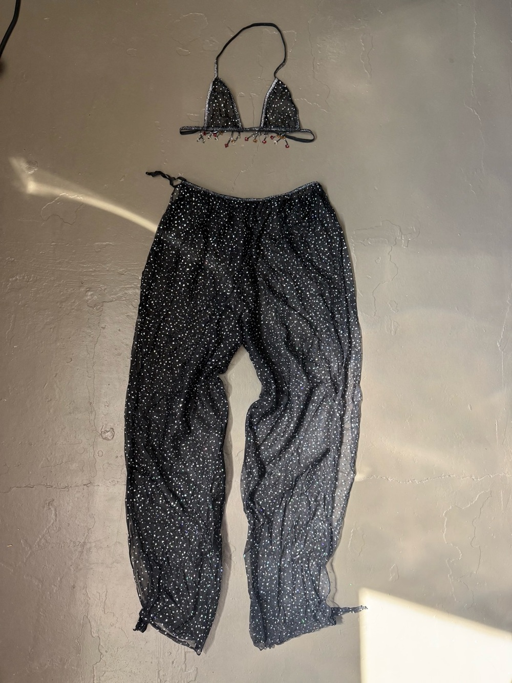 Belly Dancer Set - Women's One Size - Black Sparkly 2PC